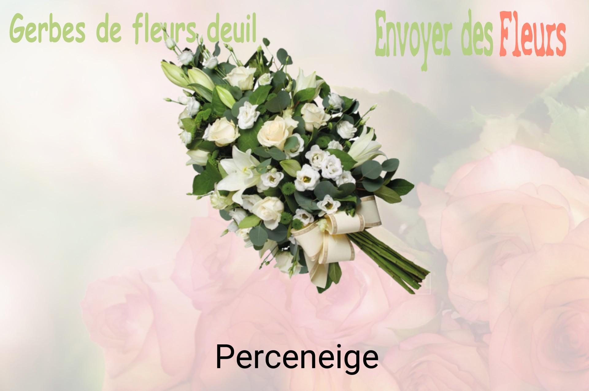 Gerbe de fleurs de deuil livrée à Perceneige